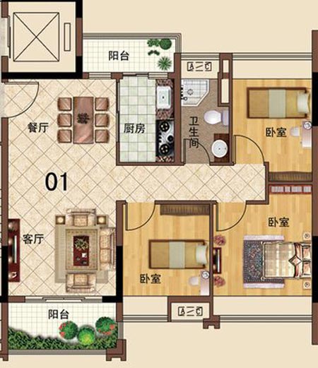 花季传谋在线下载黄版陶瓷砖应用效果：大沥碧桂园·华府01户型花季传媒下载入口效果鉴赏